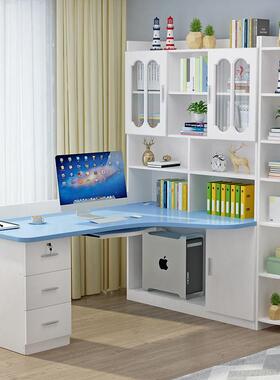 实书桌书组合转角台式电脑桌书桌书柜一架儿童UOK体卧室拐木角放