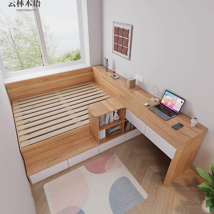 带小高户角型榻榻米床衣柜一F98H87HM体省空间箱书桌转吊柜组合储