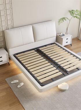 意轻奢金软刚床现代简悬约悬浮床奶油风空双人大床式JAP主次卧包