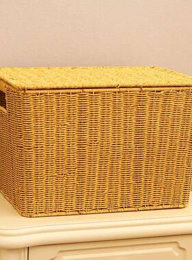 藤编收纳筐酒店家用物杂服收纳篮厅客置物篮手工编织筐衣收ST1002