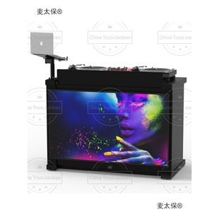 便携DJ打碟机桌折叠酒吧MC桌混音台桌工作站DJ Booth黑色默麦太保