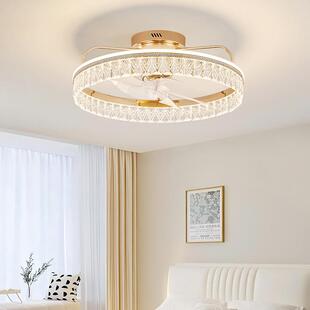 客厅风扇灯轻奢水灯晶静音护眼可摇头现代简约电一体无品牌/吊扇