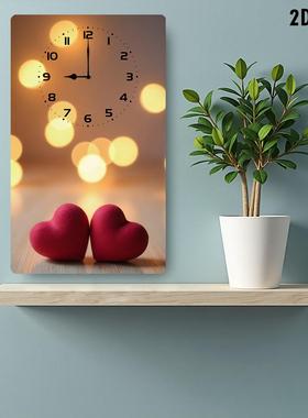 温馨心形蜡烛挂钟浪漫题室装饰钟表情主时钟营造甜蜜wzh10086卧氛
