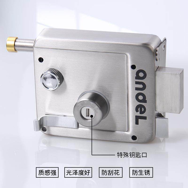 家用防盗c级防盗门锁室内老式外装大门锁304不锈钢仓库铁门木门锁