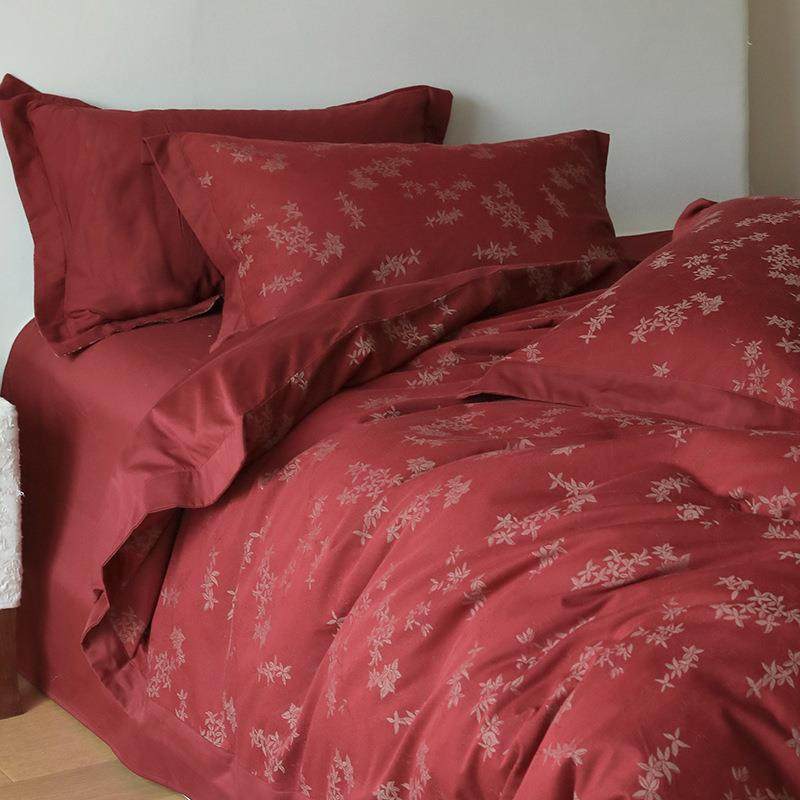 A类母婴级别~国风新中式浪漫大红色结婚庆裸睡提花全棉四件套纯棉