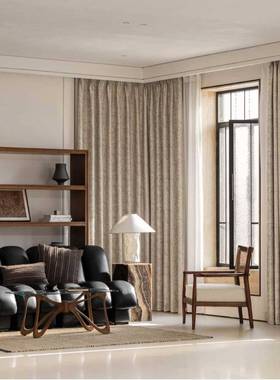 1PC新款唐顿庄园灰色窗帘客厅卧室装饰窗帘个性装饰穿杆窗纱窗帘