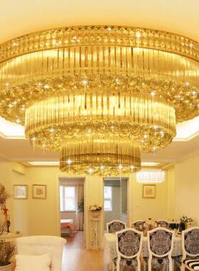 新款客厅水晶灯金色LED圆形餐厅酒店卧室吸顶灯80cm 1 1.2 1.8米