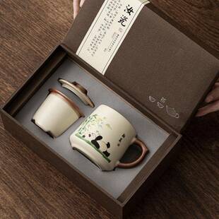 汝窑猫咪茶杯陶瓷过滤茶水分离杯办公室泡茶杯个人专用杯子