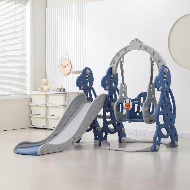 儿童滑滑梯室内家用加高扶手宝宝恐龙滑梯秋千组合孩子小型游乐场