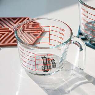 高硼耐热玻璃量杯带刻度耐高温食品级厨房烘焙家用大容量打蛋杯子