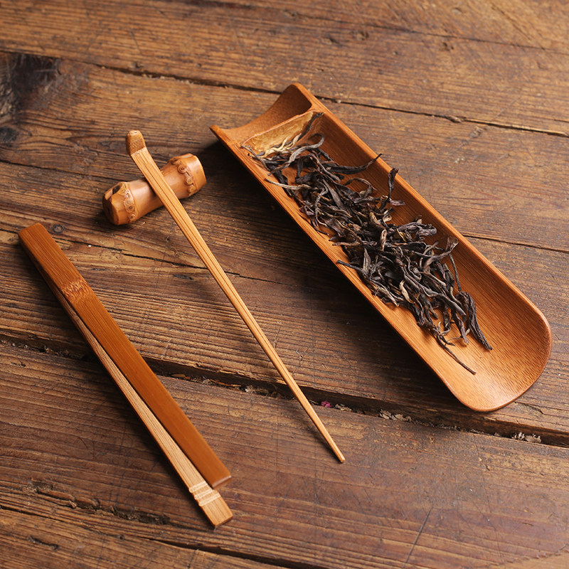 老竹制茶具三件套茶则 茶夹茶拨茶针茶台茶艺组合 茶道六君子配件