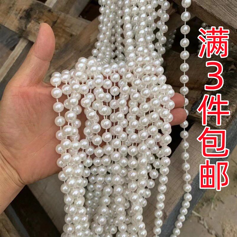 新款婚礼装饰仿真珍珠串白色成品公主亭挂饰婚庆场景布置道具路引