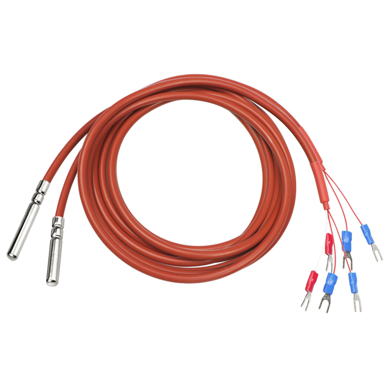 Pt100温度传感器 硅胶滚口封装防水防油测温探头Pt100铂热电阻/偶