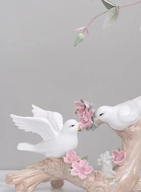 陶瓷小鸟摆件家居客厅酒柜软装饰品欧式创意房间酒柜玄关摆设