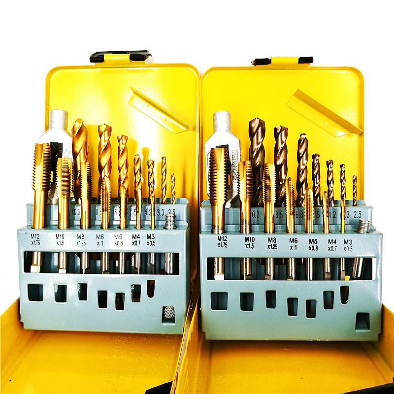 钻头丝锥装含钴镀钛丝攻钻头组HSSCO不锈钢1件加1个铰手