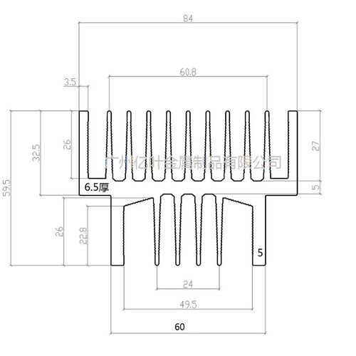 优质大功率铝型材散热片  厚2U 100*84*60纯铝制金封管功率散热器