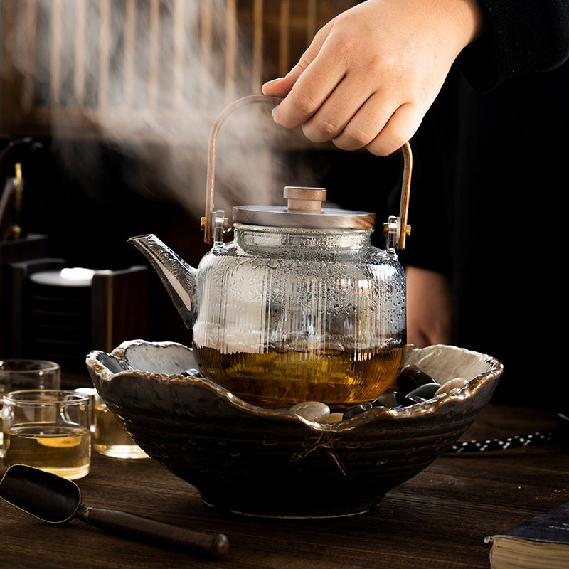围炉煮茶电陶炉家用室内电陶煮茶器煮茶炉玻璃茶壶烤茶炉套装插电