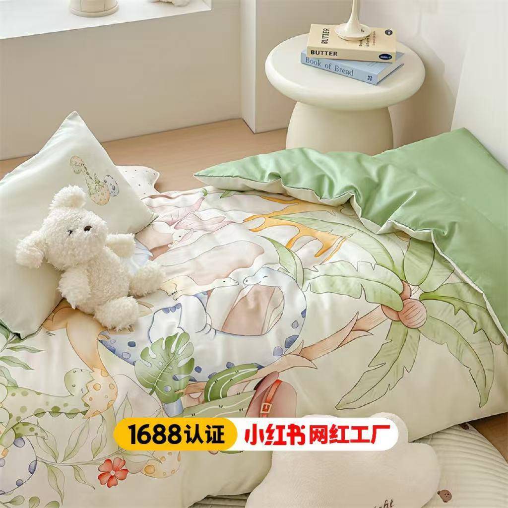 2025新款全棉60长绒棉数码印花幼儿园三件套宝宝被子儿童入园套件