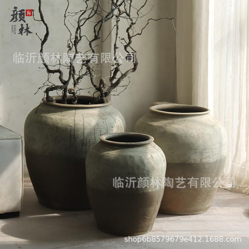 仿古陶罐古董罐子翁罐瓦罐装饰大号土陶民宿酒店软装大型陶罐花盆