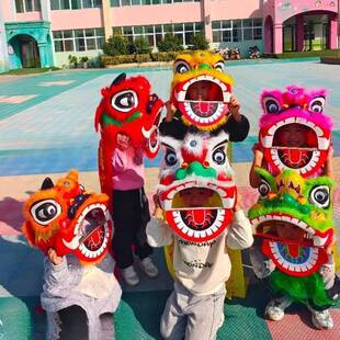 塑料儿童舞狮子道具套装 舞狮头鼓-岁幼儿园表演小狮头玩