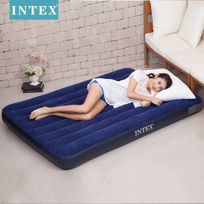 INTEX64758爆款户外野营床垫 热销充气床植绒线拉PVC床厂家
