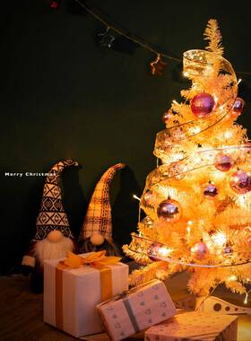 圣诞节绿色圣诞树粉色桌面圣诞树发光圣诞树商场场景圣诞树家用