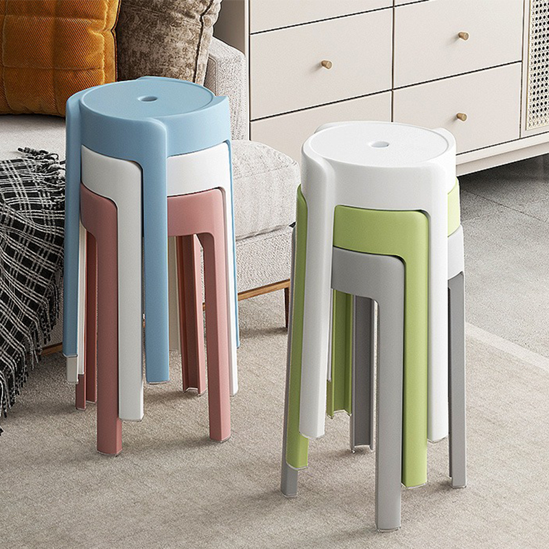 家用塑料凳子高凳加厚可叠放风车凳结实圆凳现代简约凳子餐饮商用