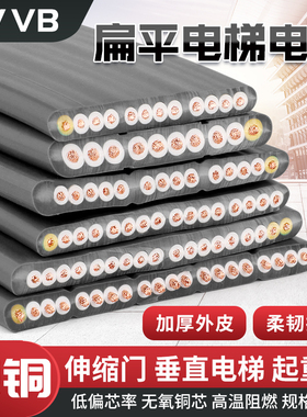 行车扁平电缆TVVB10 12 13 14 16 18 20芯电梯扁线电动门柔软扁线