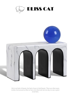 现代简约树脂拱形创意饰品水晶球  样板间售楼处极简软装饰工艺品