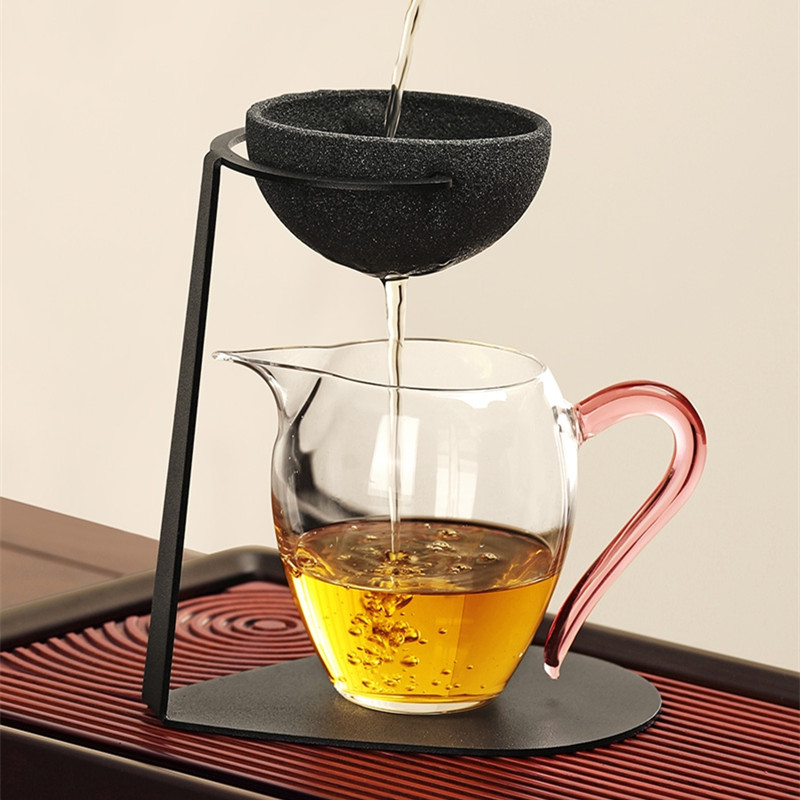 懒人半自动玻璃公道杯茶漏一体茶水分离过滤器茶滤泡茶茶叶过滤网