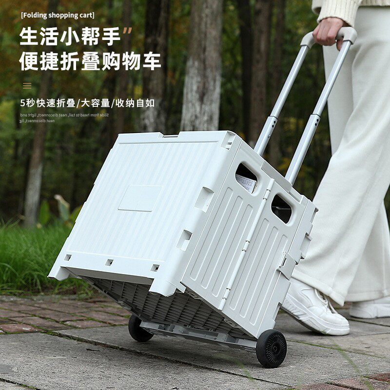塑料买菜车小拉车轻便便携小推车家用手拉车拖车取快递折叠购物车