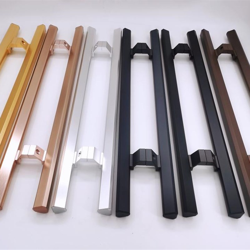 加厚开无框玻璃门拉手 铝合金大门把手 KTV商铺店门扶手 深棕色