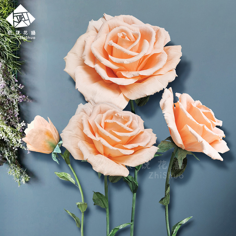 大型立体手工纸艺花婚礼人物摄影杂志广告拍摄道具婚庆路引染色花