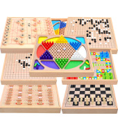 跳棋五子棋围棋飞行棋象棋多功能游戏棋盘儿童益智早教玩具木质棋