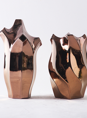 现代简约异形四口家居客厅陶瓷花瓶摆件酒店售楼部展厅创意插花器