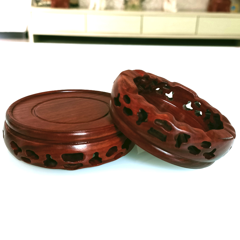 红木底座古玩玉器茶壶茶杯盖碗奇石底托紫砂花瓶工艺品摆件圆底座