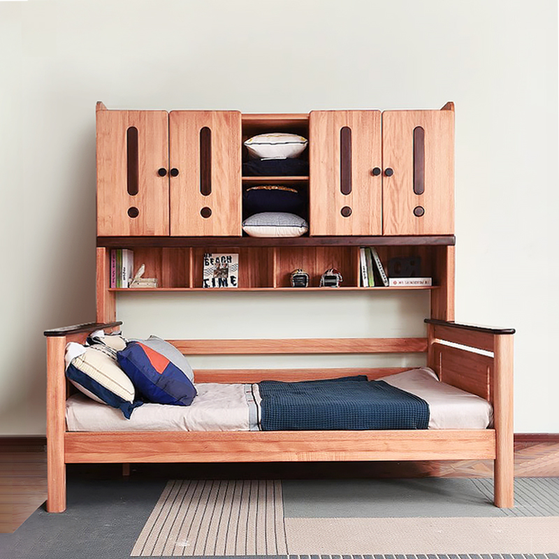 纯实木衣柜床红檀木衣柜带床木蜡油小户型组合儿童床男女孩衣柜床