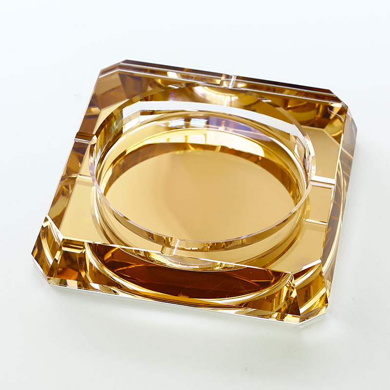 高档水晶玻璃烟灰缸创意个性潮流欧式大号办公室客厅方形烟缸定制