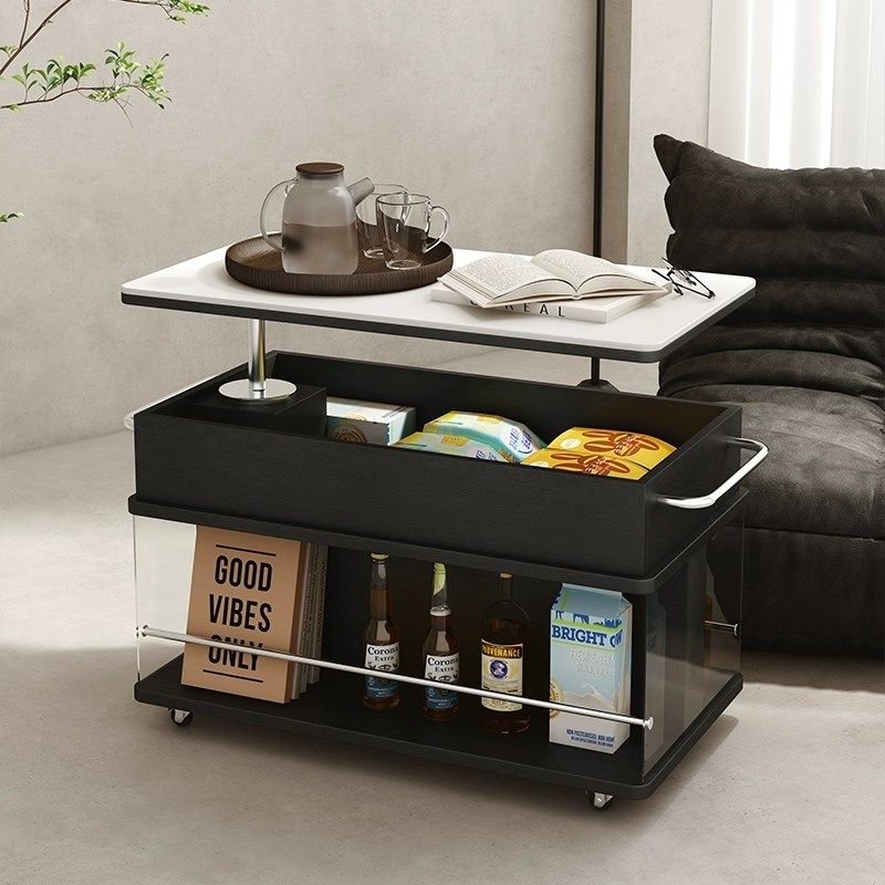 玻璃边柜可移动沙发边几茶几小户型客厅小推车岩板多功能置物边柜
