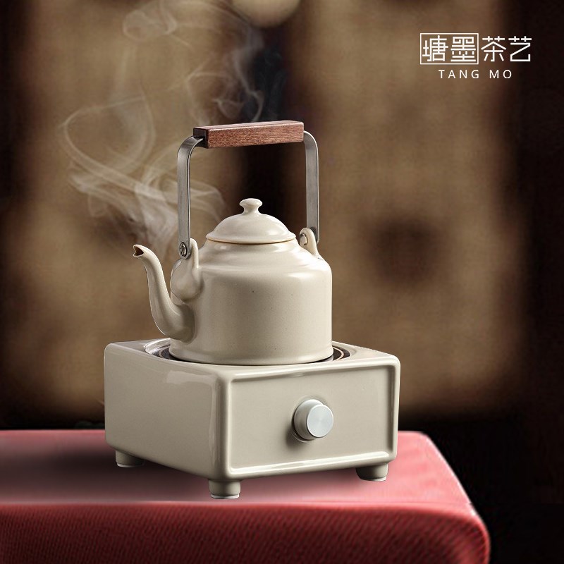 塘墨轩 草木灰电陶炉家用陶壶室内围炉煮茶小型泡茶壶烧水养生壶