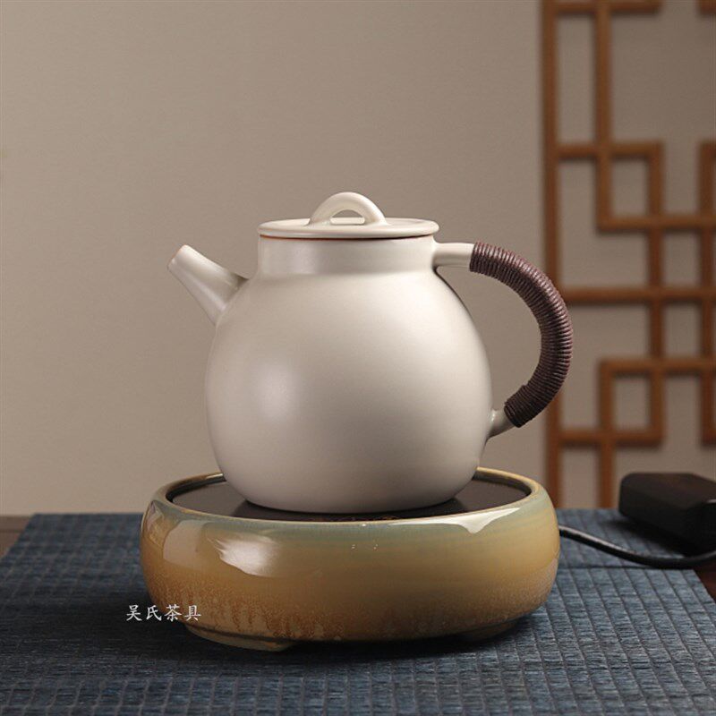 苏打釉原矿陶煮茶壶侧把提梁壶窑变陶电陶炉明火炭火可用煮茶壶