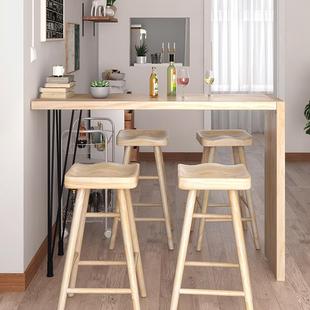实木家庭吧台餐桌一体客厅隔断家用小户型桌靠墙简约酒吧高脚桌子