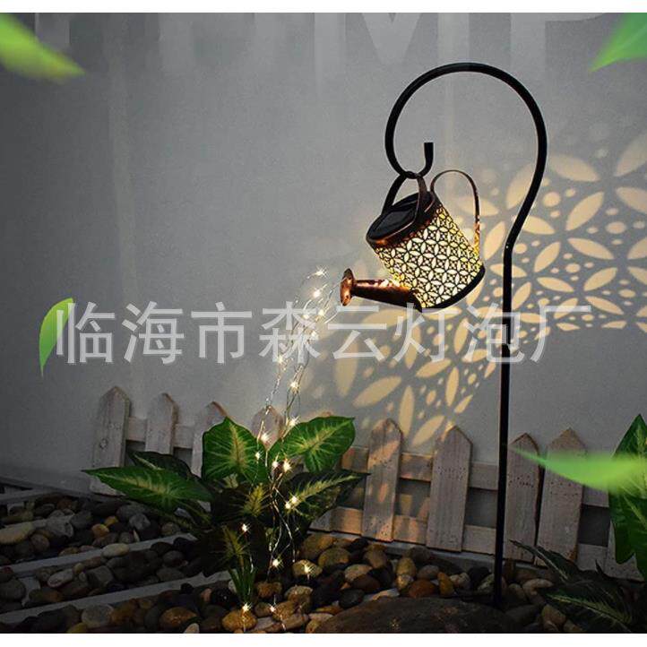 太阳能洒水壶灯庭院造型灯户外铁艺装饰草坪景观挂灯