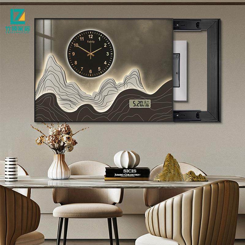 电表箱装饰画带钟表现代简约电子静音万年历配电箱遮挡家用总开关