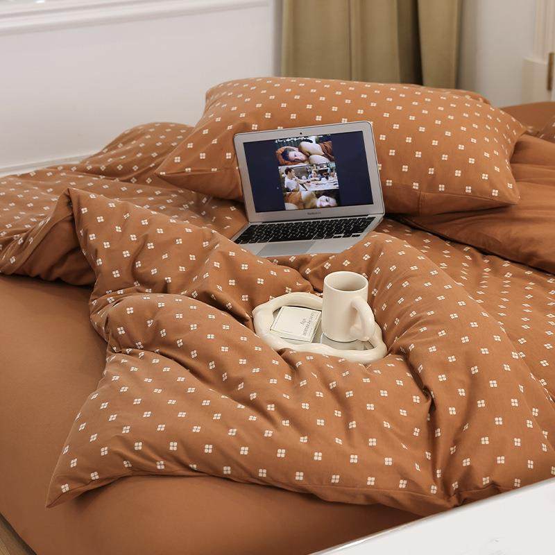 A类母婴级天竺棉四件套全棉被套裸睡针织棉纯棉床单笠学生三件套4