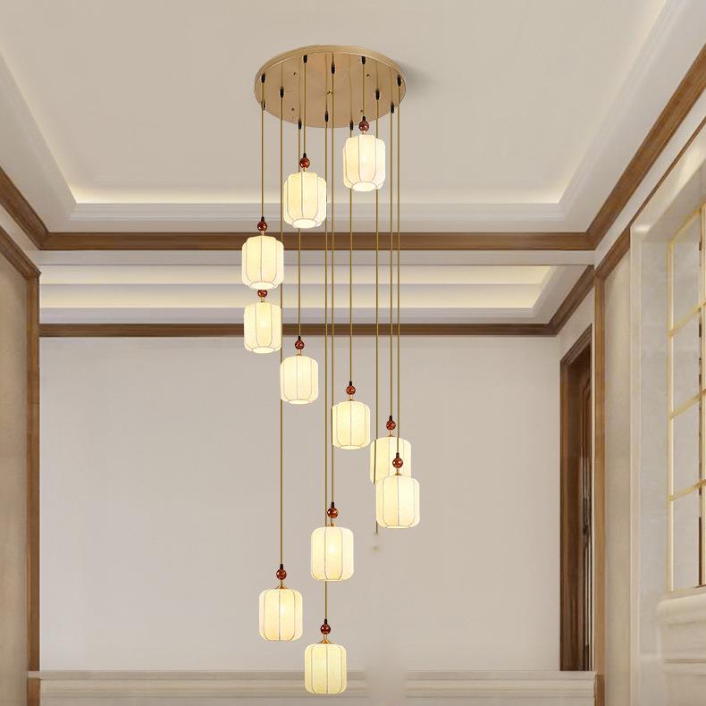 法式中古风楼梯间吊灯复式楼别墅公寓民宿挑空旋转长吊灯