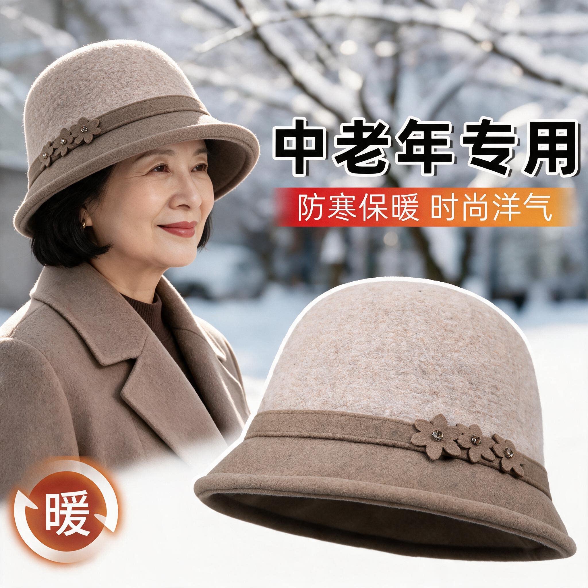 2026新款中老年女士妈妈盆帽秋冬季保暖防风渔夫帽老太太奶奶帽子