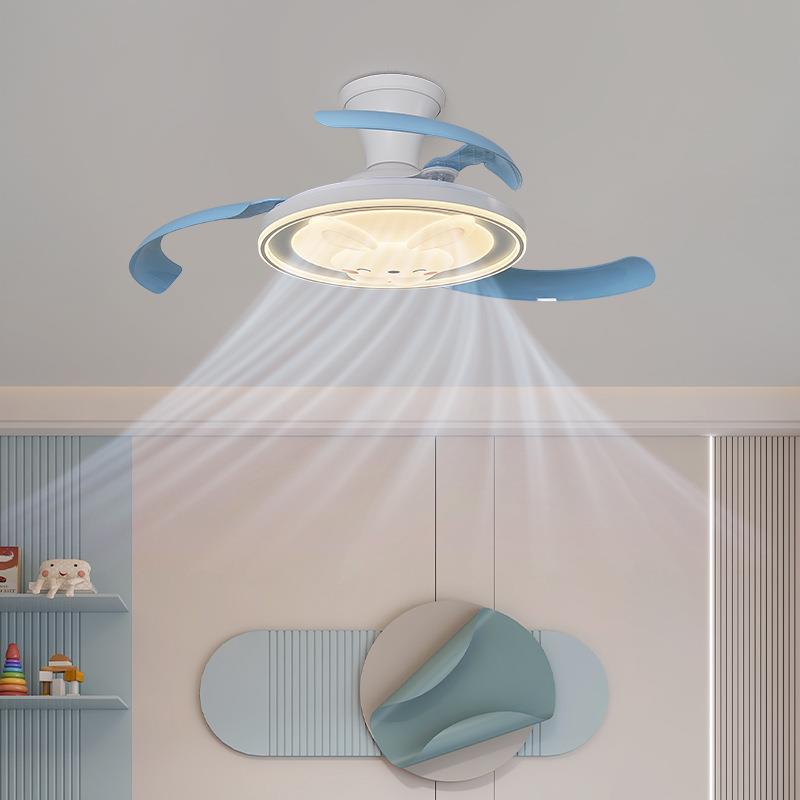儿童房隐形风扇灯吊扇灯2025新款智能男孩女孩房风扇吊灯中山灯具