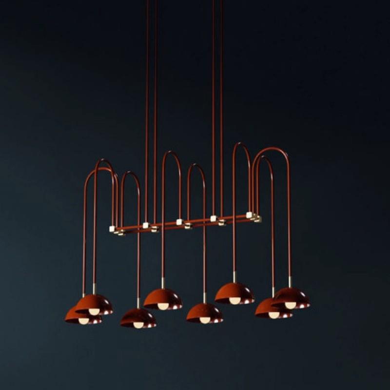 现代简约餐厅红色吊灯设计师创意售楼部前台岛台酒吧吧台前台吊灯