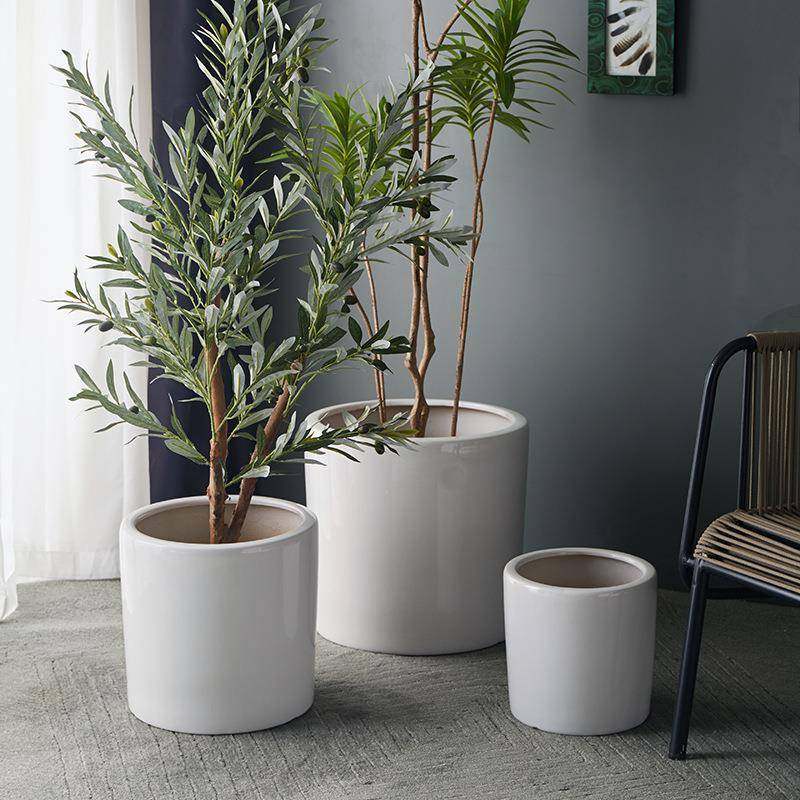 简约特大号陶瓷花盆大口径白色圆口家居办公酒店高档落地盆栽摆件,电子元器件市场,其它元器件,淘宝优惠券,粉丝福利购,淘宝优惠卷